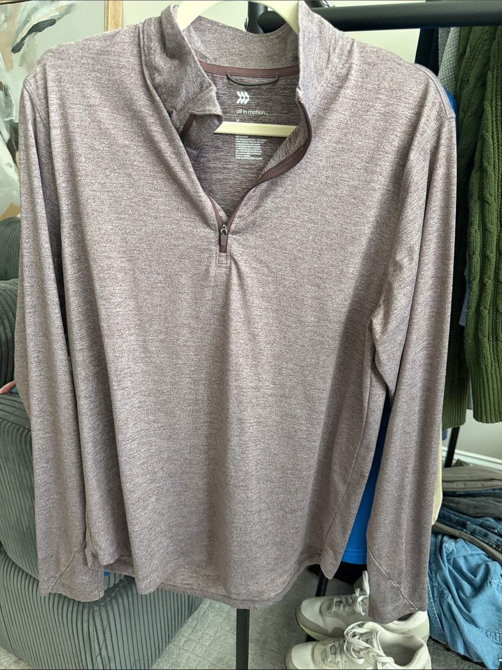 all in motion Men's Light Mauve Quarter-Zip Performance Jacket